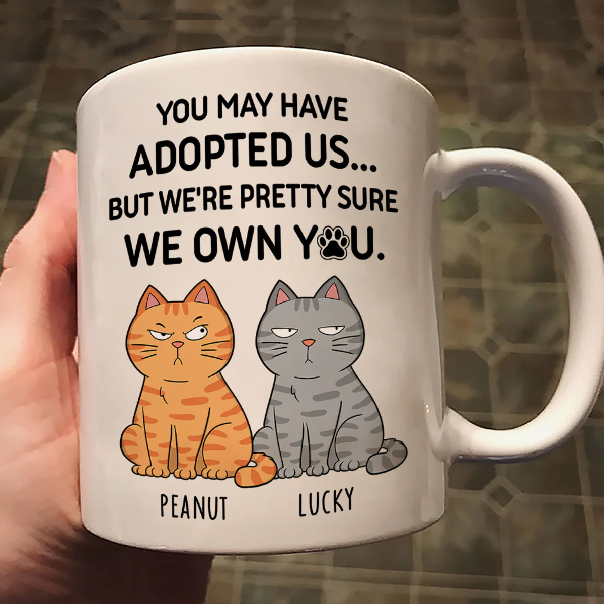 You May Have Adopted Me But Pretty Sure I Own You, Funny Personalized Ceramic Mug For Pet Lovers, Gift For Him, Gift For Her