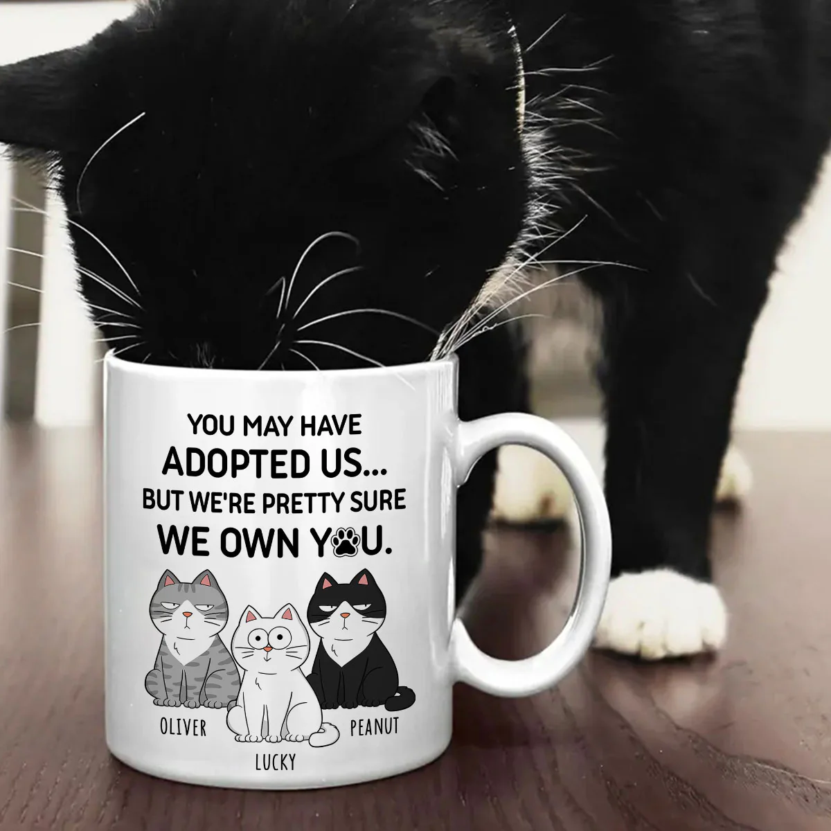 You May Have Adopted Me But Pretty Sure I Own You, Funny Personalized Ceramic Mug For Pet Lovers, Gift For Him, Gift For Her - Image 3
