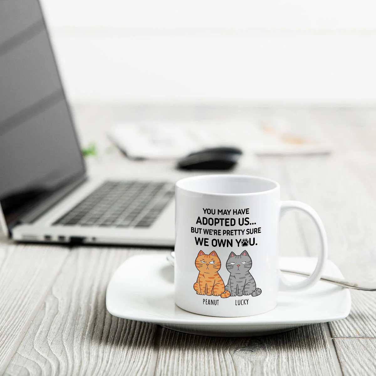 You May Have Adopted Me But Pretty Sure I Own You, Funny Personalized Ceramic Mug For Pet Lovers, Gift For Him, Gift For Her - Image 5