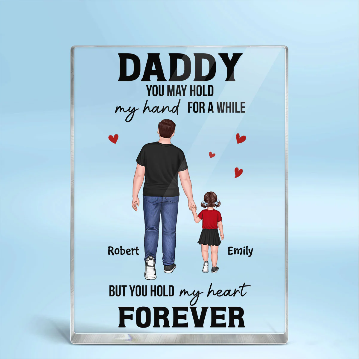 You May Hold My Hand For A While Back View Dad And Sons Daughters Walking Personalized Vertical Rectangle Acrylic Block - Image 2