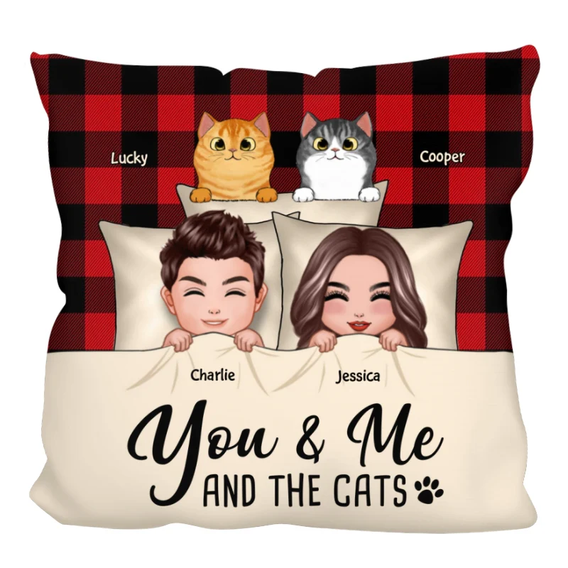 You Me And Dog Cat Pattern Personalized Pillow (Insert Included)