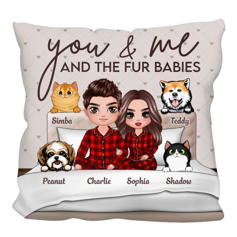 You Me And Fur Babies On Bed Personalized Pillow - Image 3