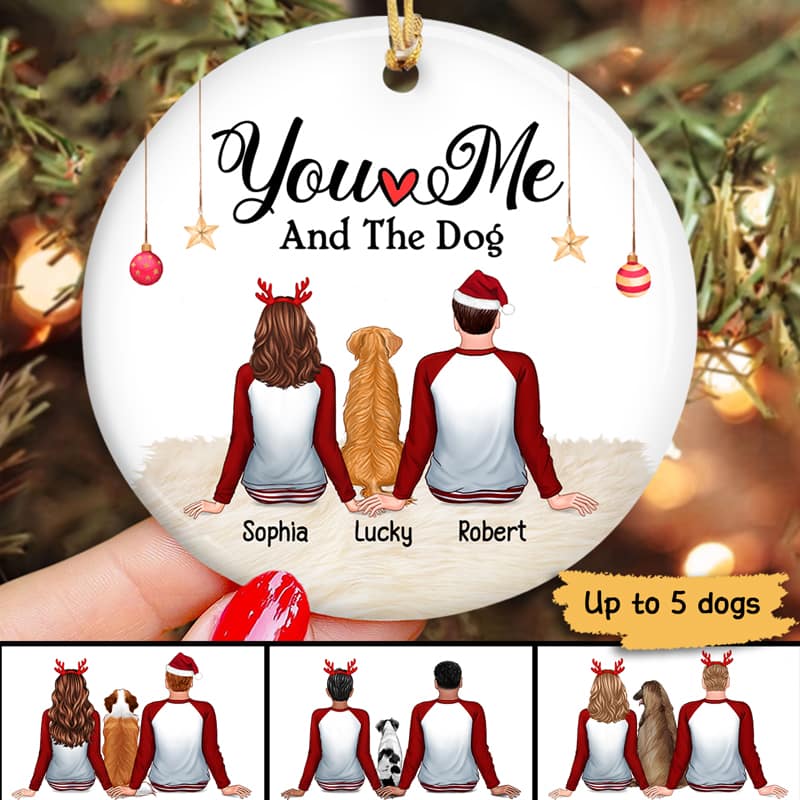 You Me and The Dog Back View Personalized Circle Ornament - Image 2