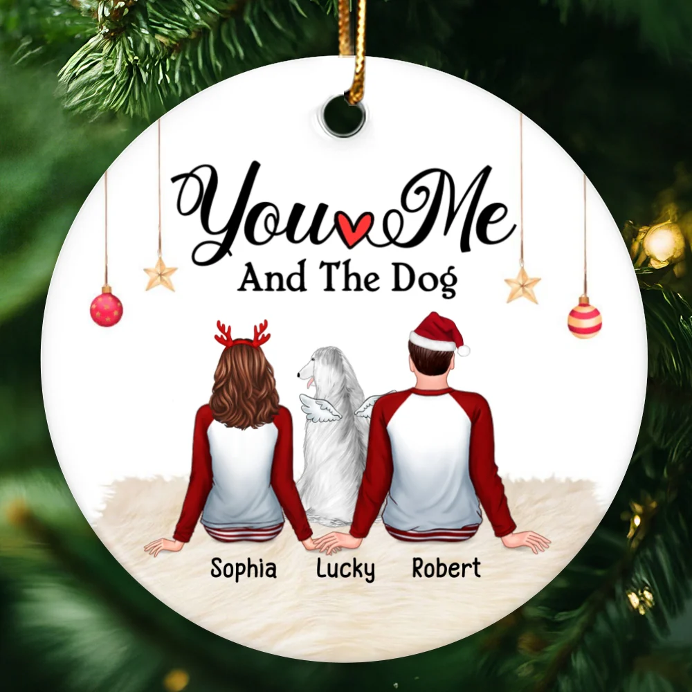 You Me and The Dog Back View Personalized Circle Ornament - Image 4