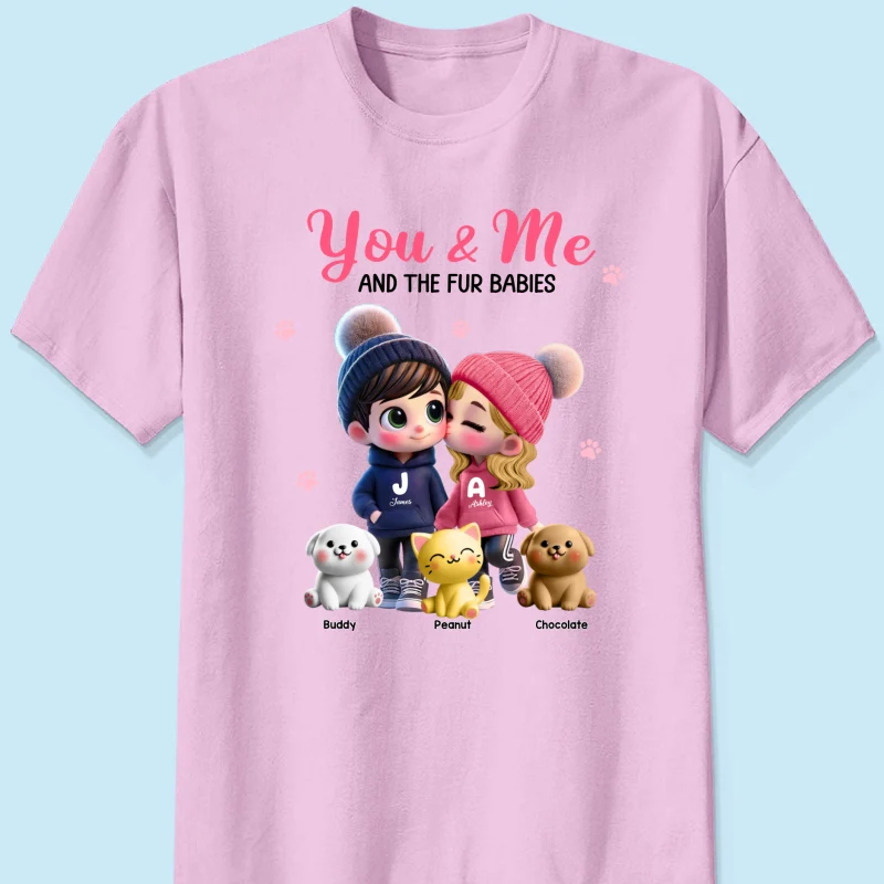 You Me And The Dog Cat Cute Cartoon Couple Walking Personalized Shirt, Just Because, Anniversary, Gift for her, gift for him - Image 12