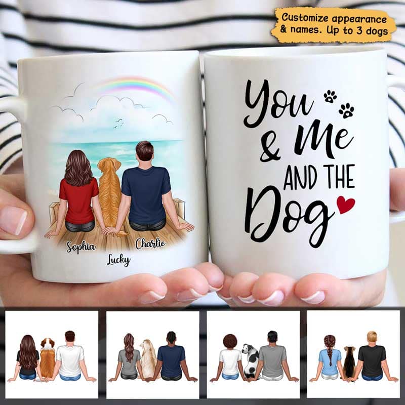 You & Me And The Dogs Back View Couple Personalized Mug - Image 3