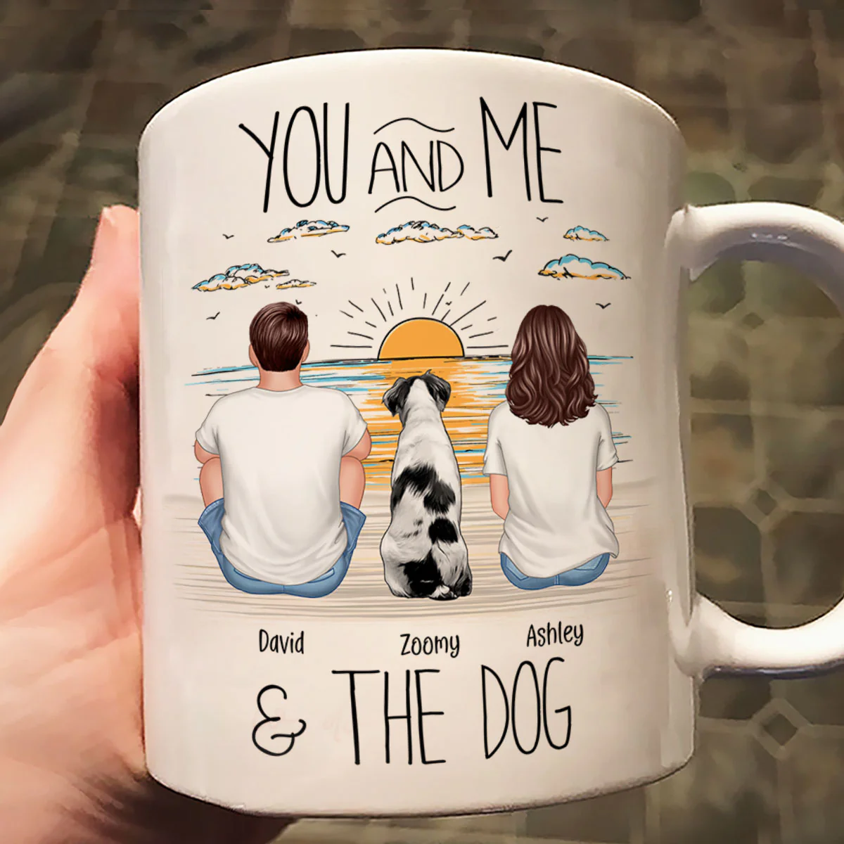 You And Me Beach Outline Personalized Mug, Gift For Him, For Her - Image 3