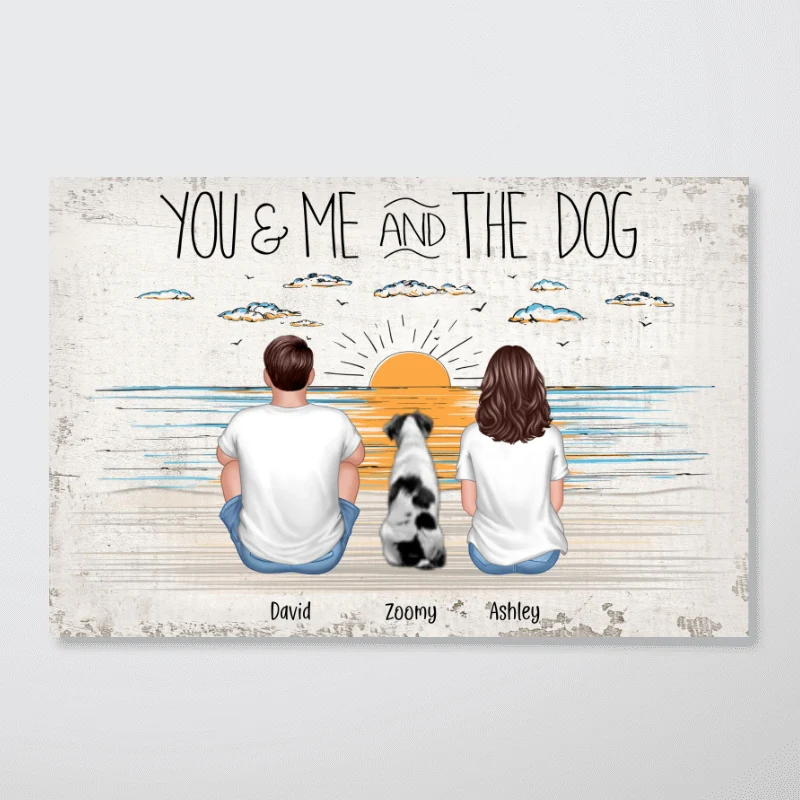 You Me And The Dogs Beach Outline Personalized Poster - Image 8