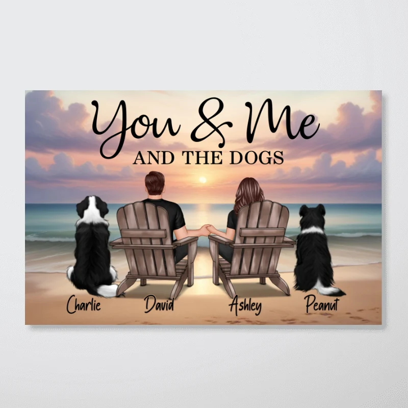 You Me And The Dogs Cats Beach Landscape - Personalized Poster - Gift for Him, Gift for Her - Image 11