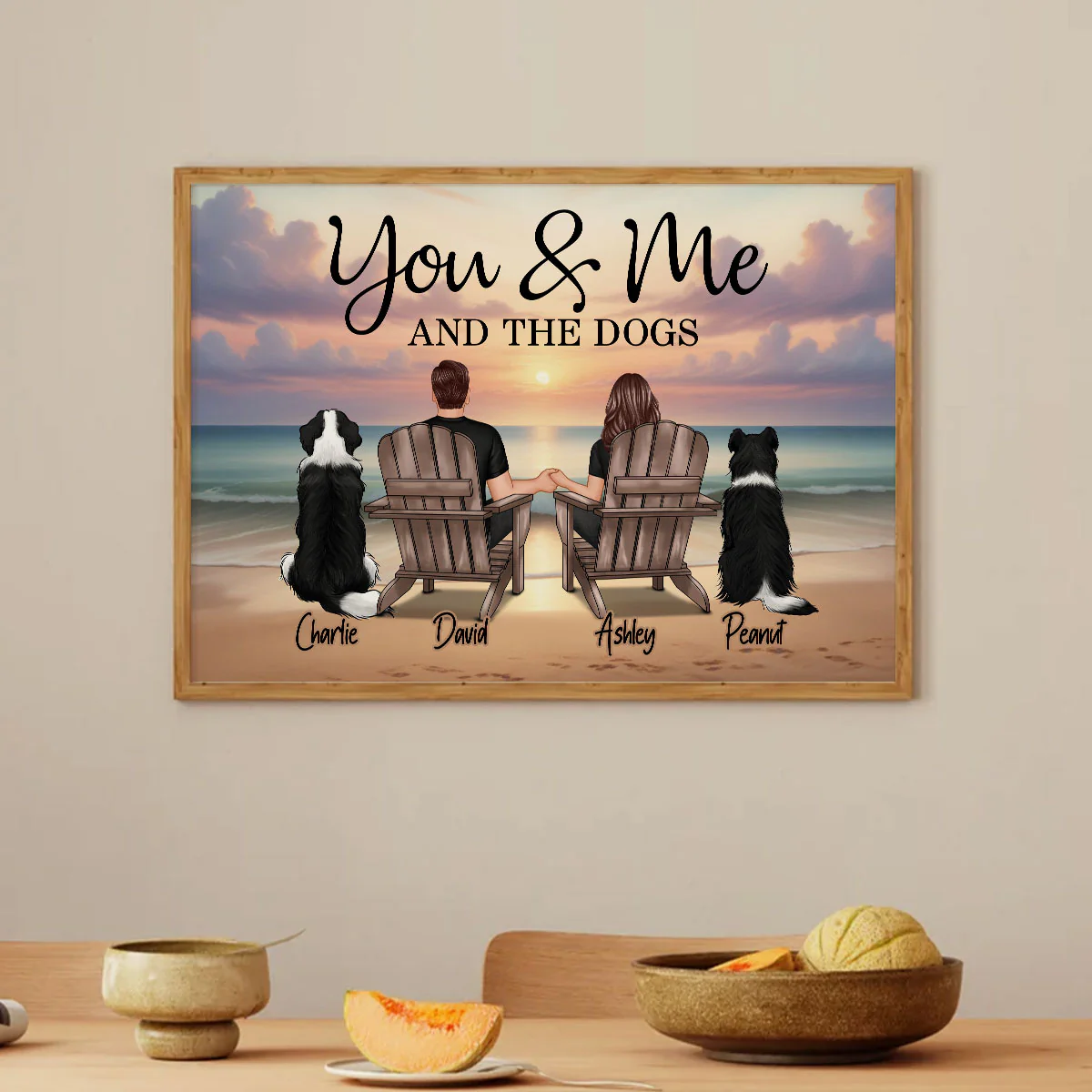 You Me And The Dogs Cats Beach Landscape - Personalized Poster - Gift for Him, Gift for Her - Image 4