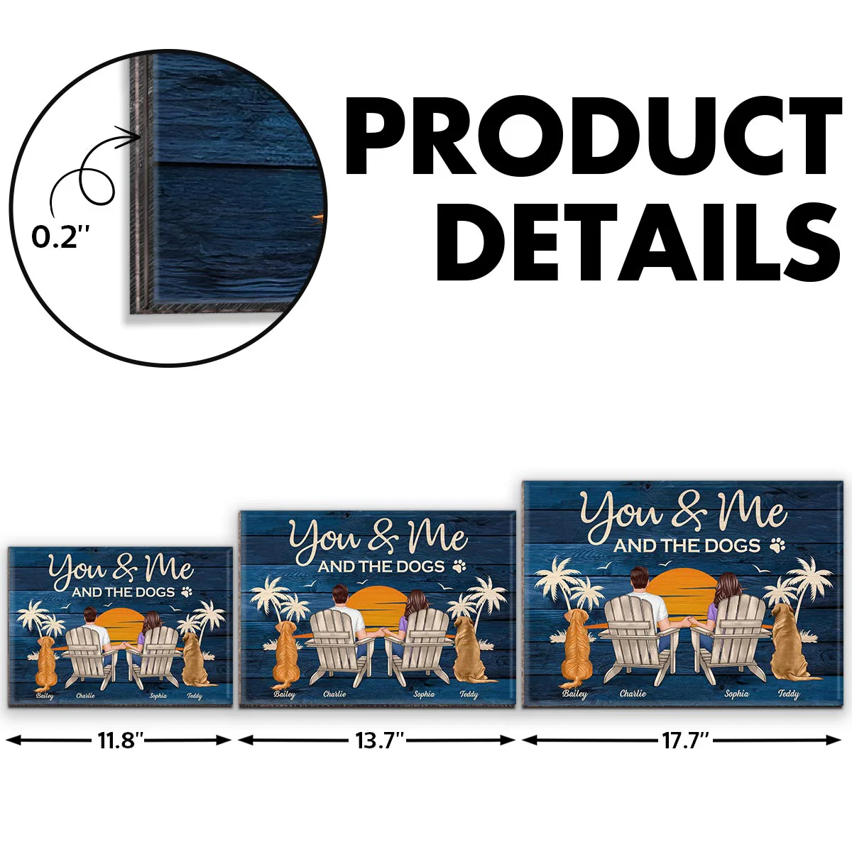 You & Me and The Dogs Couple Sitting Personalized Wood Sign - Image 7