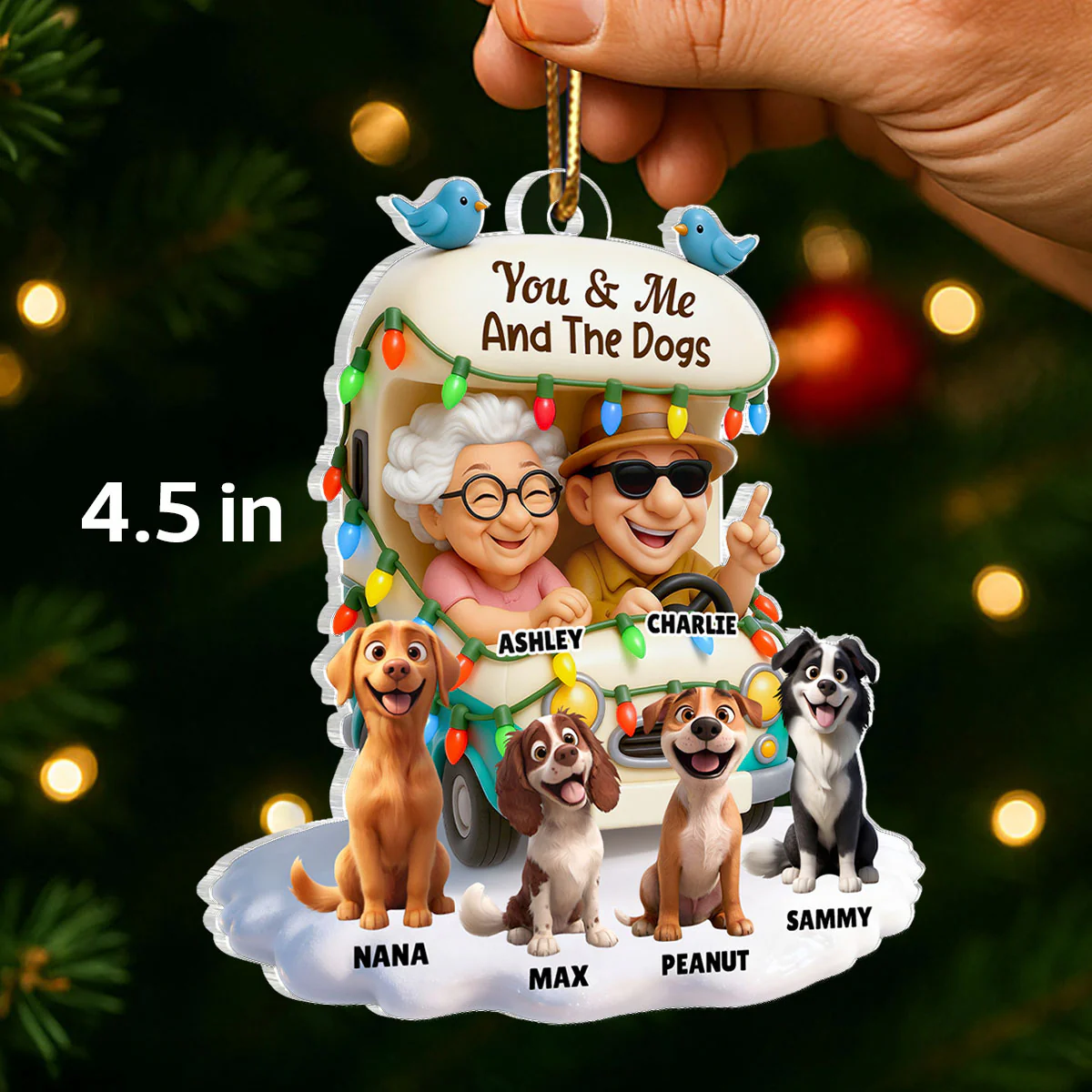 You & Me And The Dogs Let's Go Camping - Personalized Acrylic Ornament - Christmas Gift For Him, For Her, For Couple - Image 2