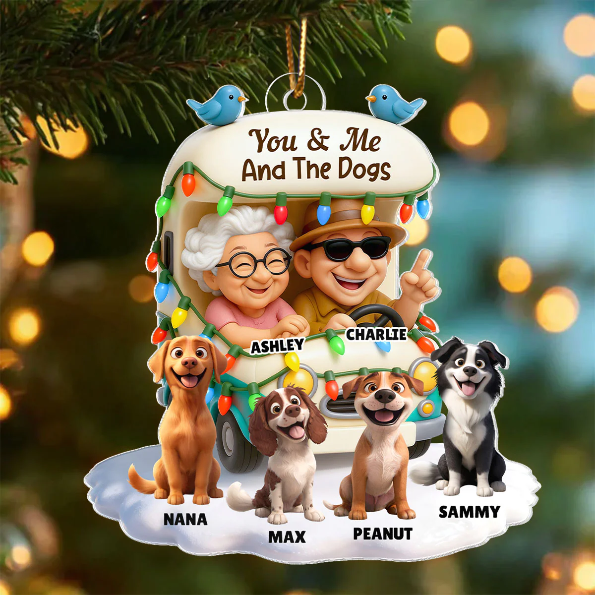 You & Me And The Dogs Let's Go Camping - Personalized Acrylic Ornament - Christmas Gift For Him, For Her, For Couple - Image 3