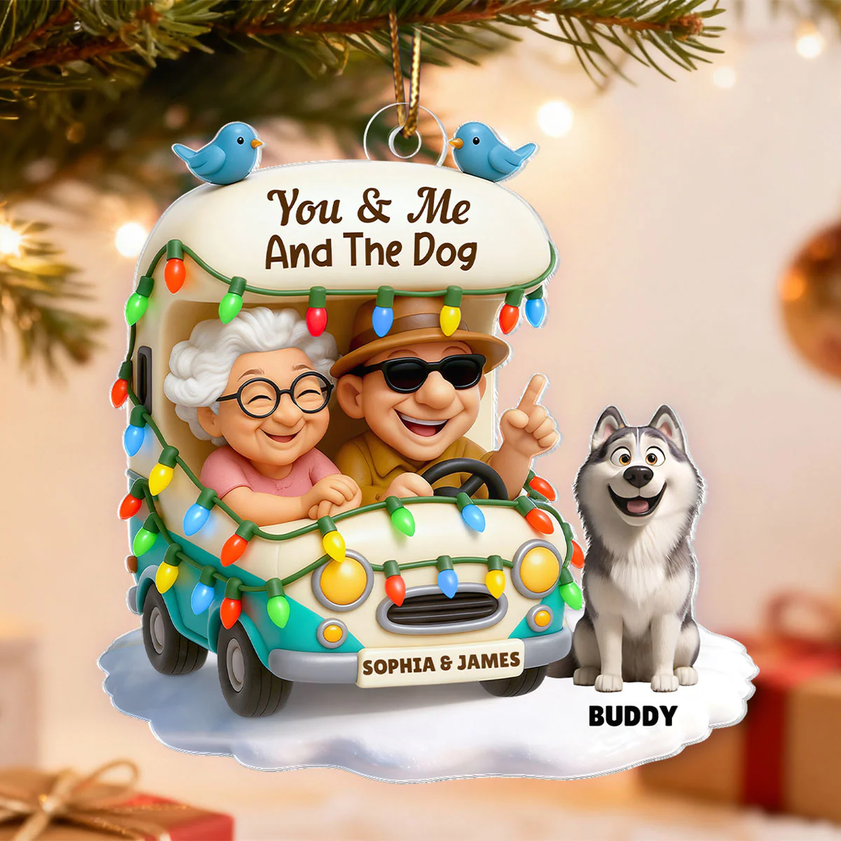 You & Me And The Dogs Let's Go Camping - Personalized Acrylic Ornament - Christmas Gift For Him, For Her, For Couple - Image 4