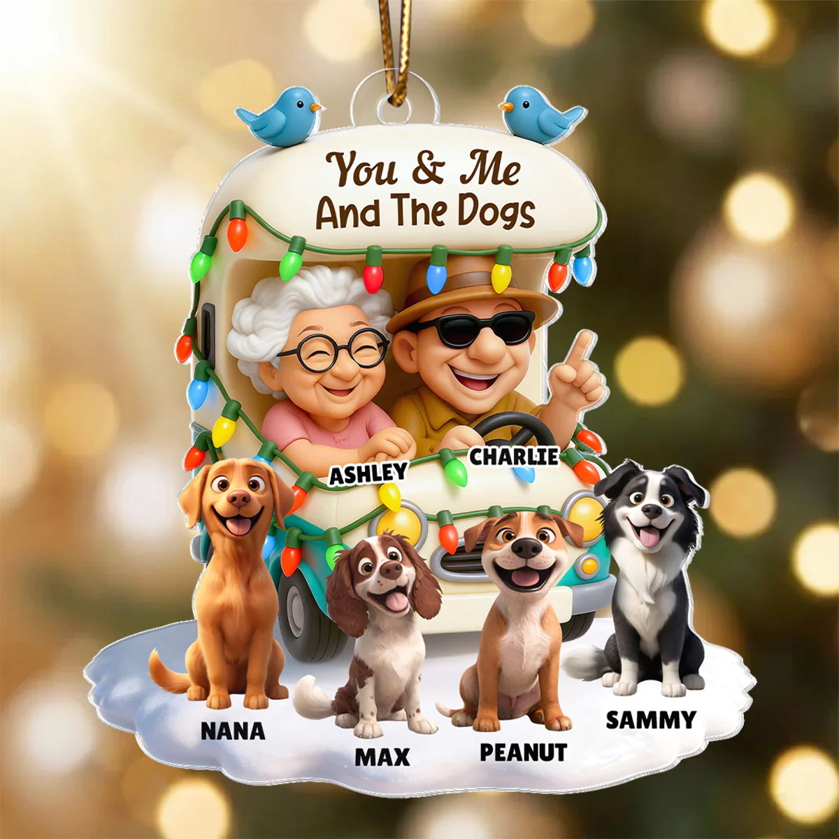 You & Me And The Dogs Let's Go Camping - Personalized Acrylic Ornament - Christmas Gift For Him, For Her, For Couple - Image 5