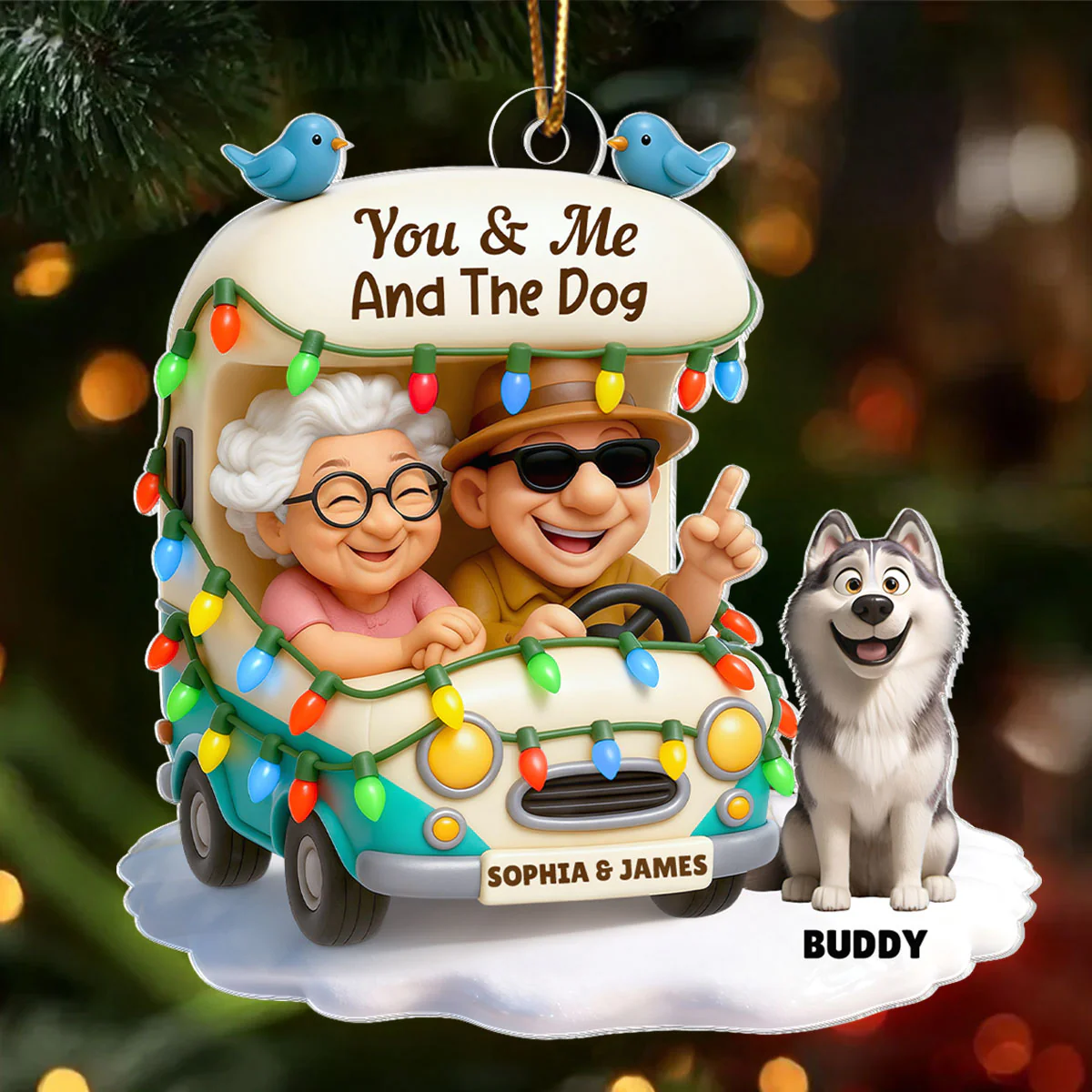 You & Me And The Dogs Let's Go Camping - Personalized Acrylic Ornament - Christmas Gift For Him, For Her, For Couple - Image 6