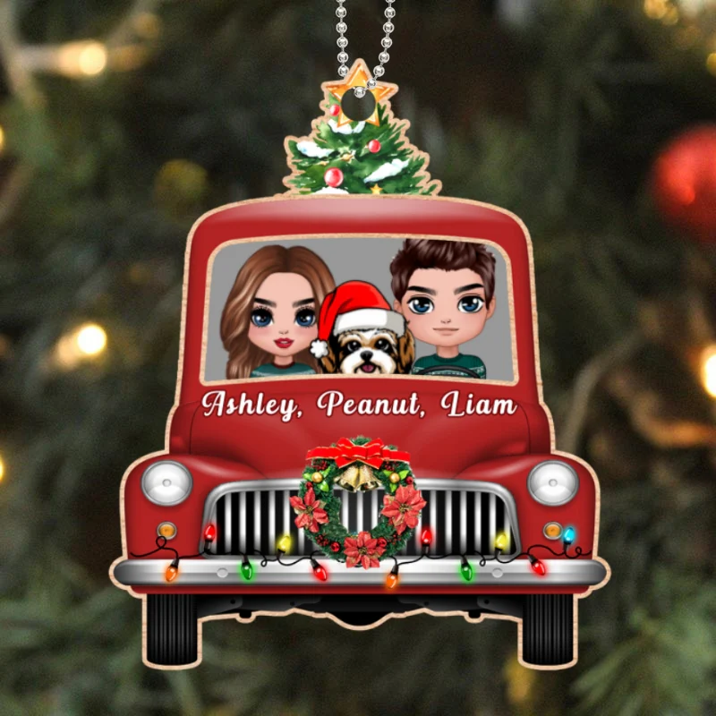 You Me Dogs In Car Personalized Wooden Ornament