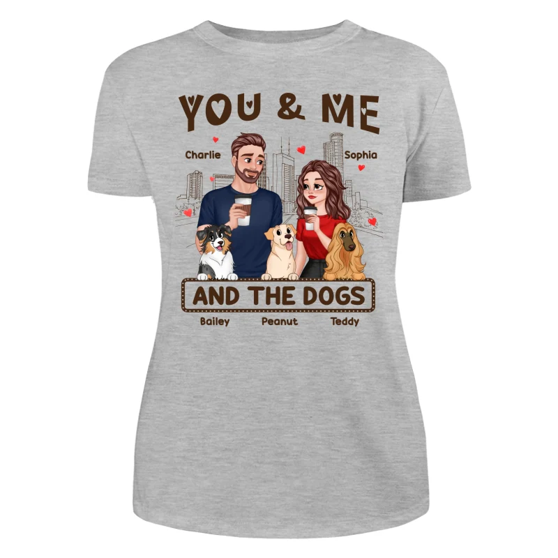 You Me & The Dog Cartoon Couple Hand In Hand Personalized Shirt - Image 10