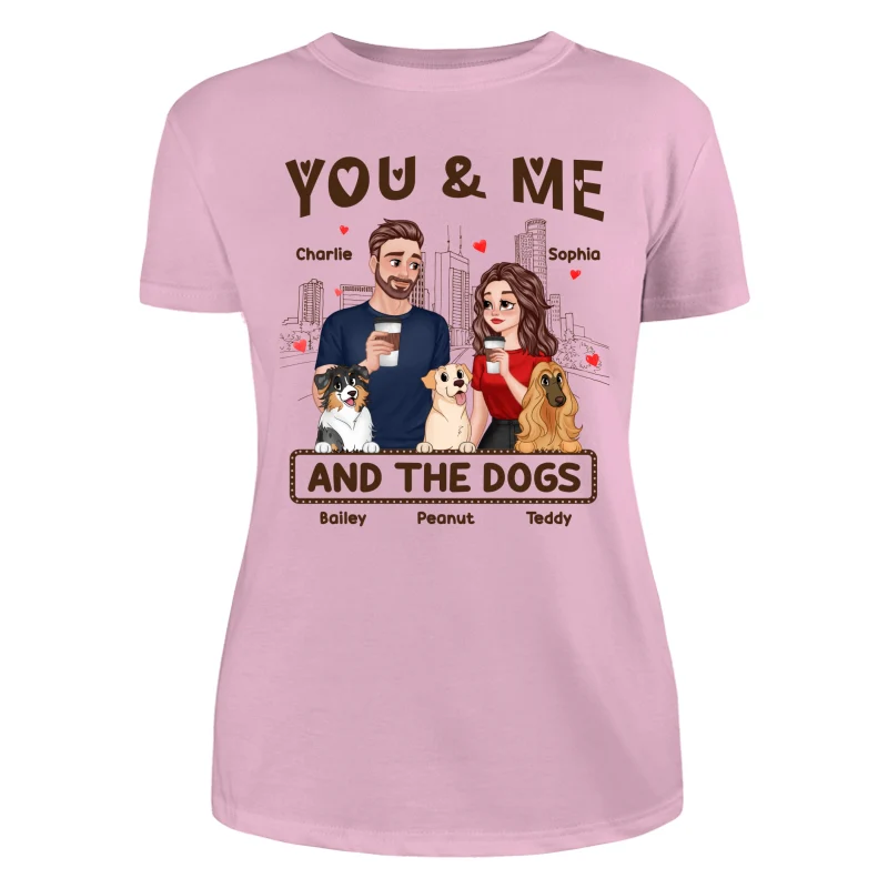 You Me & The Dog Cartoon Couple Hand In Hand Personalized Shirt - Image 11