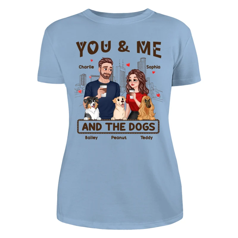 You Me & The Dog Cartoon Couple Hand In Hand Personalized Shirt - Image 12