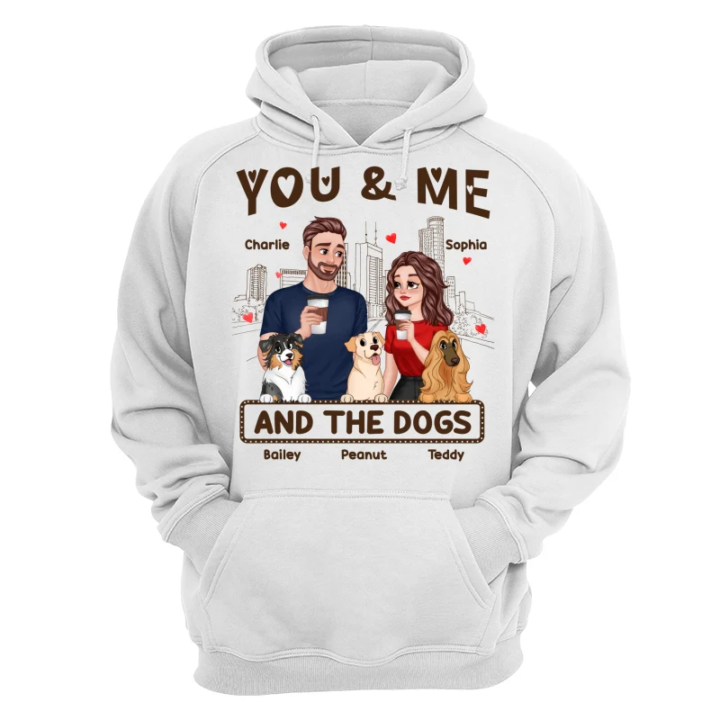 You Me & The Dog Cartoon Couple Hand In Hand Personalized Shirt - Image 13