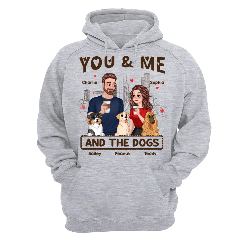 You Me & The Dog Cartoon Couple Hand In Hand Personalized Shirt - Image 14