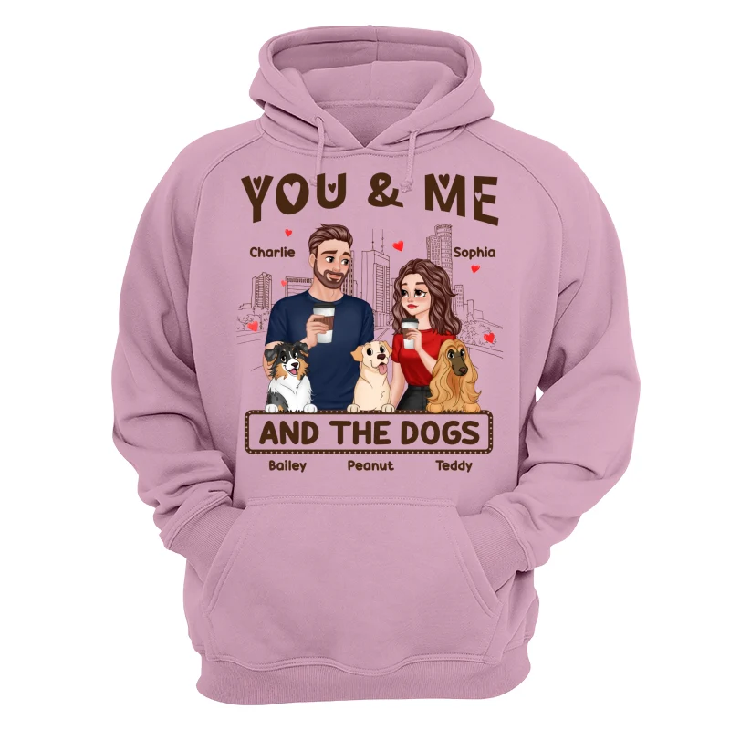 You Me & The Dog Cartoon Couple Hand In Hand Personalized Shirt - Image 15