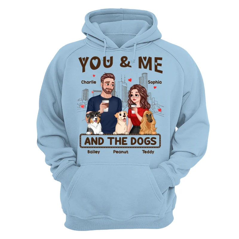 You Me & The Dog Cartoon Couple Hand In Hand Personalized Shirt - Image 16