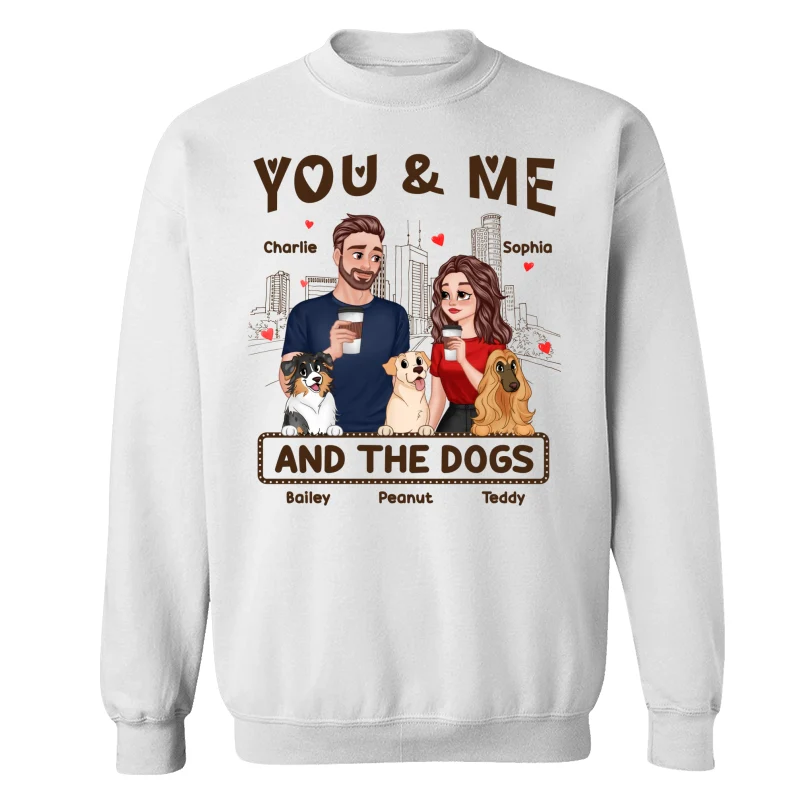 You Me & The Dog Cartoon Couple Hand In Hand Personalized Shirt - Image 17