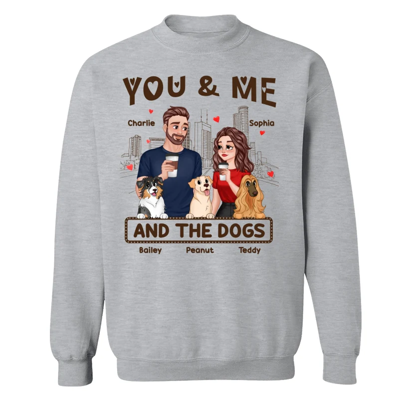 You Me & The Dog Cartoon Couple Hand In Hand Personalized Shirt - Image 18