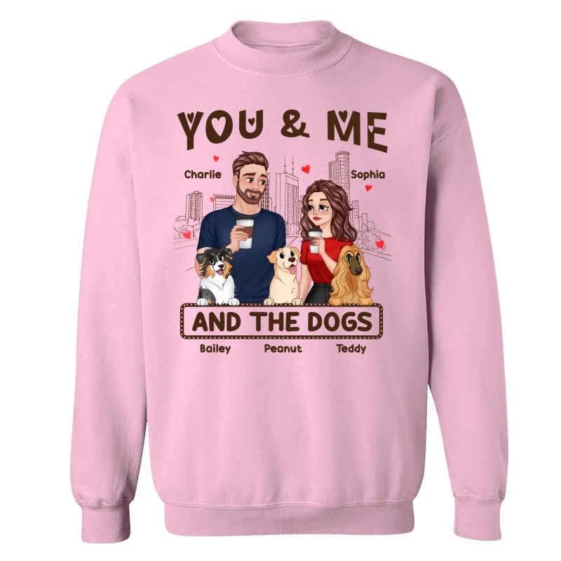 You Me & The Dog Cartoon Couple Hand In Hand Personalized Shirt - Image 19