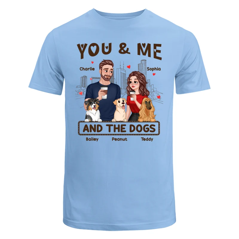 You Me & The Dog Cartoon Couple Hand In Hand Personalized Shirt - Image 8