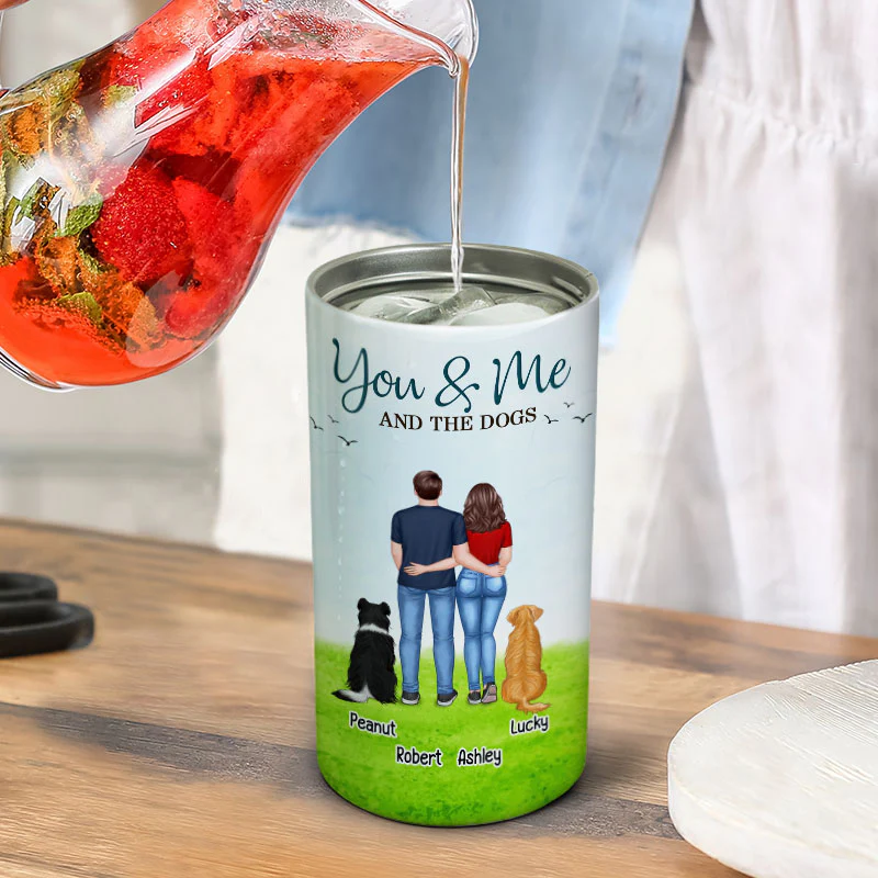 You Me & The Dog Gift For Couple Anniversary Gift Personalized Multipurpose Tumbler 4 In 1 Can Cooler - Image 6
