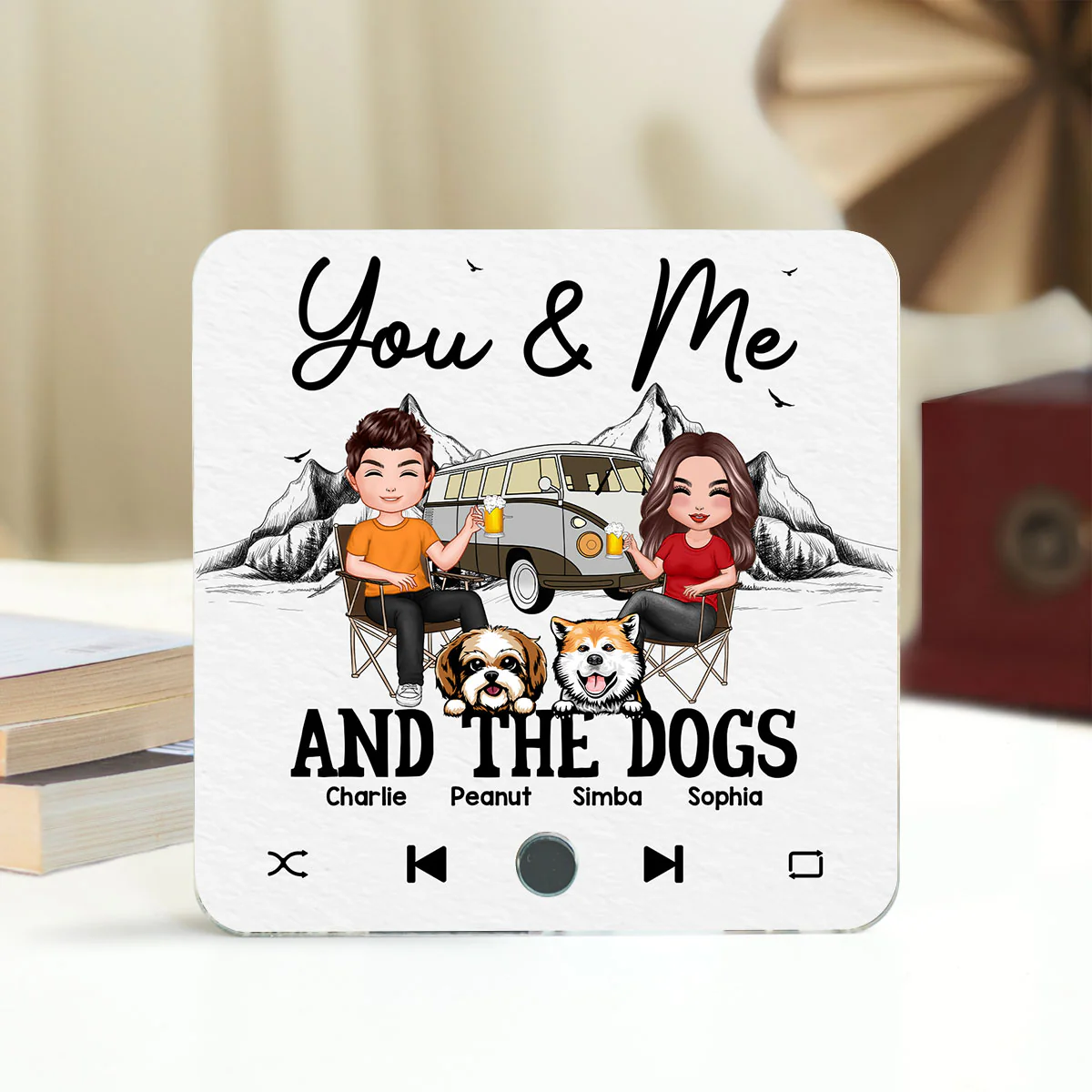 You Me & The Dogs Camping Couple Gift For Camping Lover Personalized Music Fridge Magnet