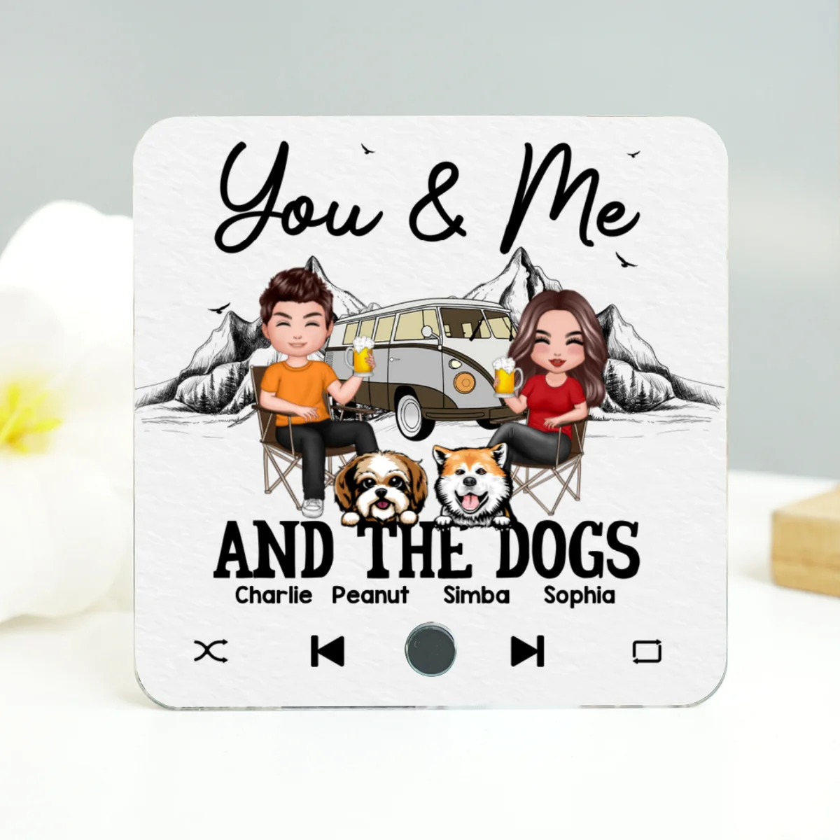 You Me & The Dogs Camping Couple Gift For Camping Lover Personalized Music Fridge Magnet - Image 10