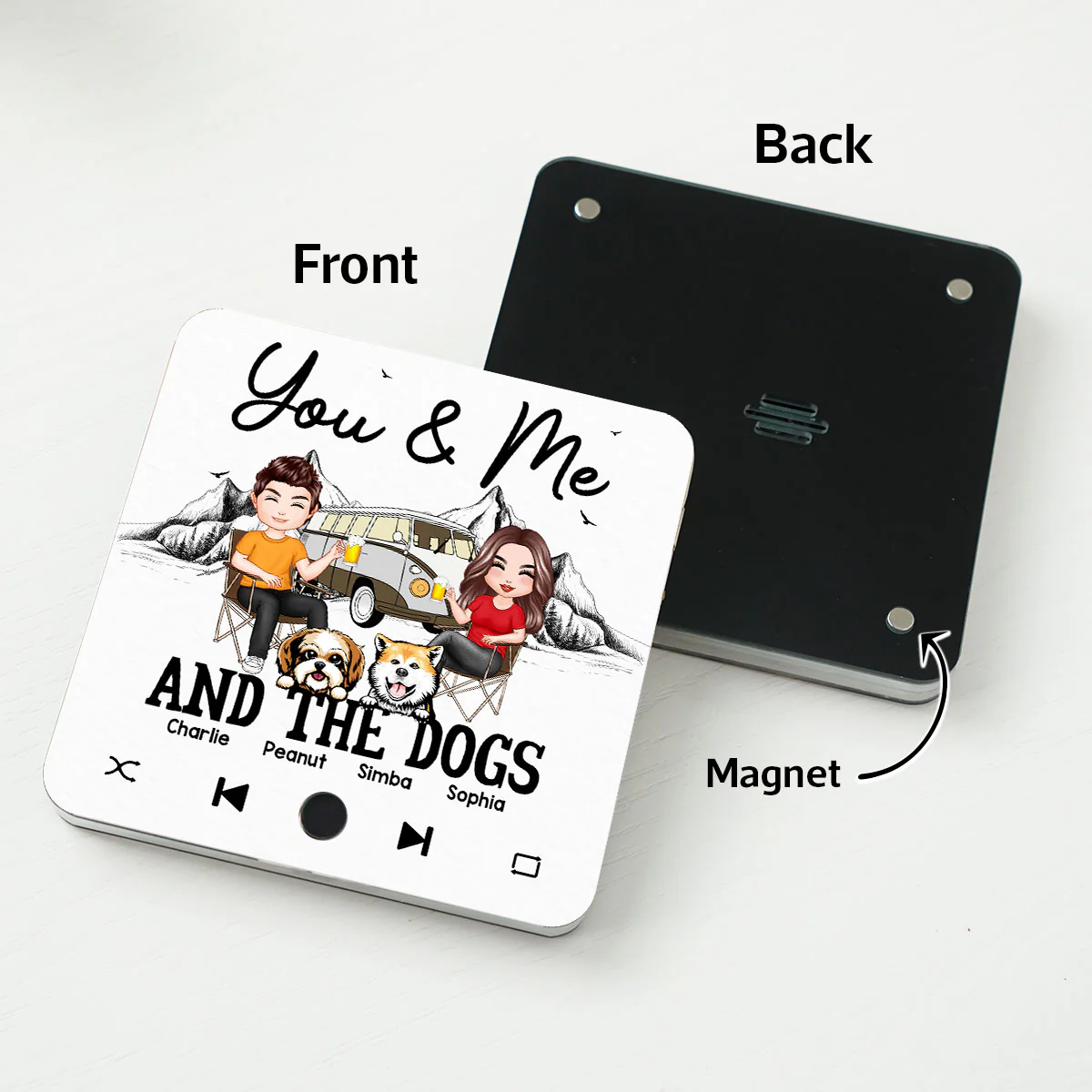 You Me & The Dogs Camping Couple Gift For Camping Lover Personalized Music Fridge Magnet - Image 4