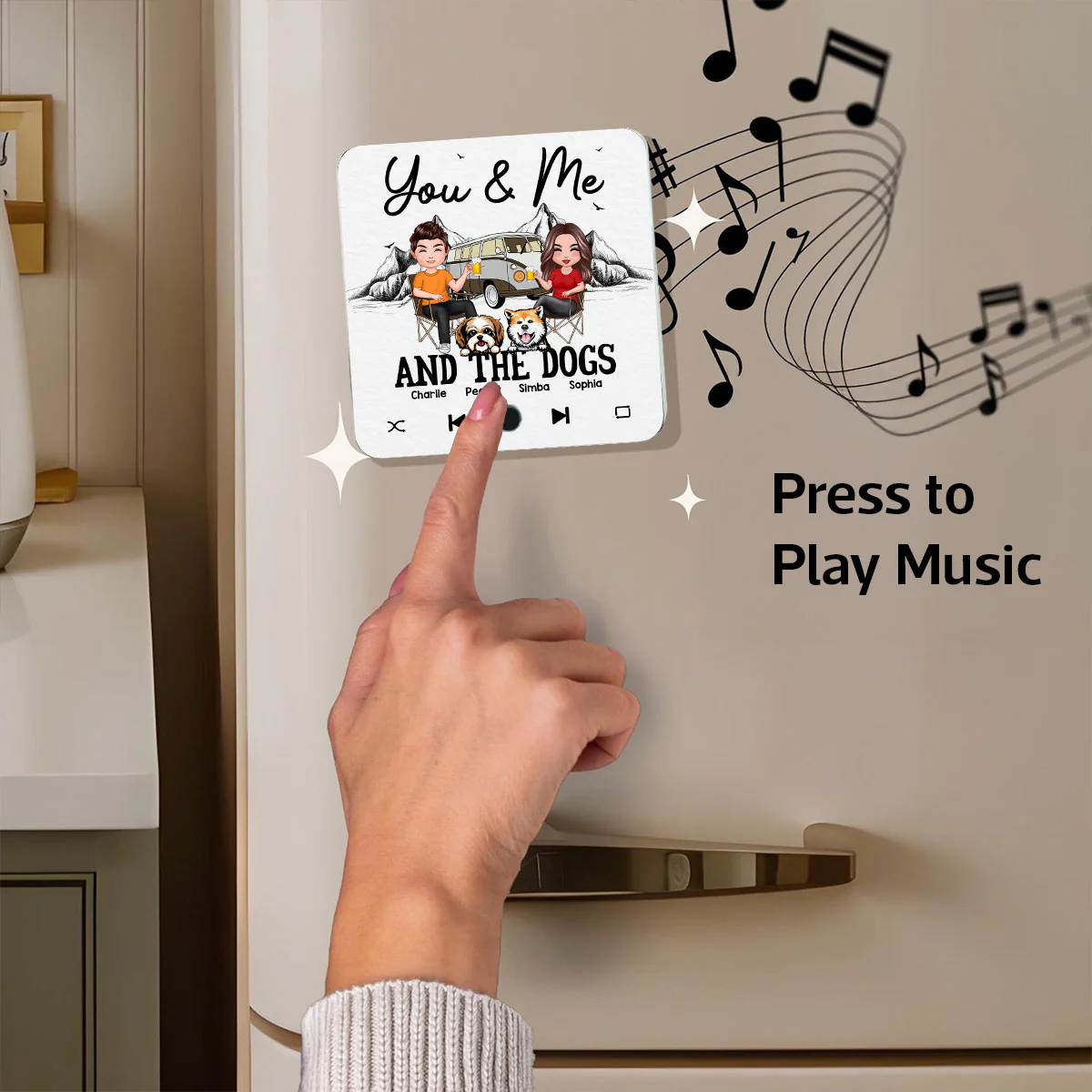 You Me & The Dogs Camping Couple Gift For Camping Lover Personalized Music Fridge Magnet - Image 6
