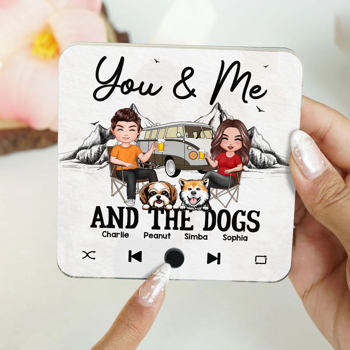 You Me & The Dogs Camping Couple Gift For Camping Lover Personalized Music Fridge Magnet - Image 7