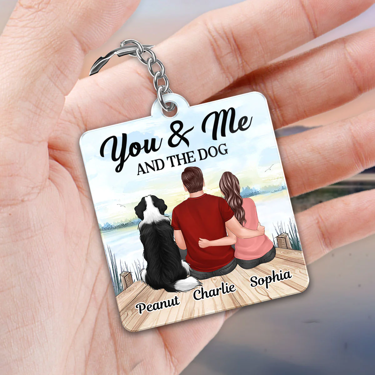 You Me The Dogs Cats Back View Favorite Song QR Code Personalized Acrylic Keychain - Image 2
