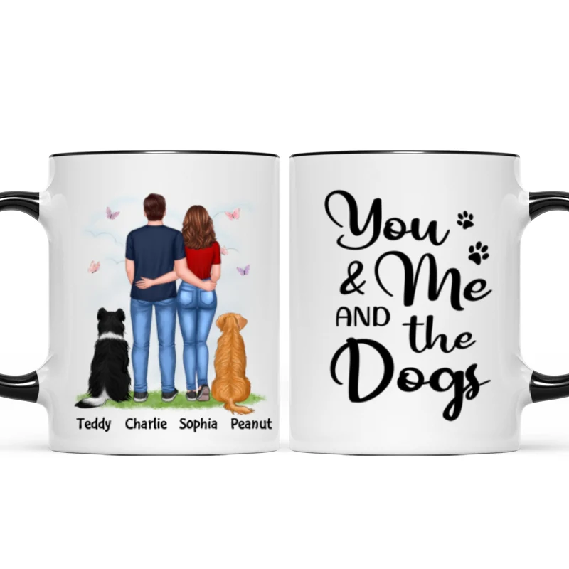 You Me & The Dogs Couple Back View Standing Personalized Mug - Image 5