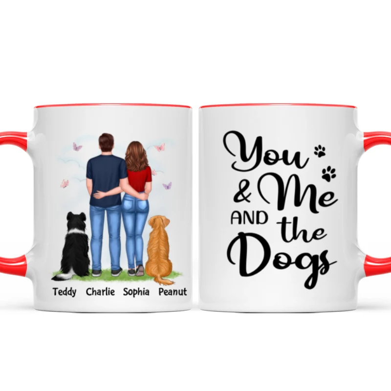 You Me & The Dogs Couple Back View Standing Personalized Mug - Image 7