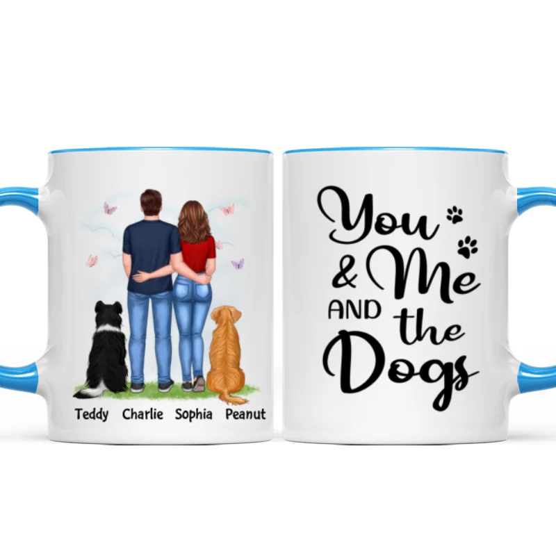 You Me & The Dogs Couple Back View Standing Personalized Mug - Image 8