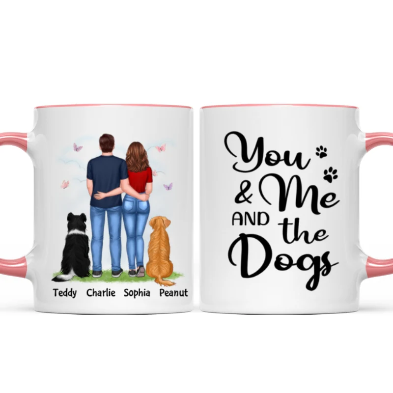 You Me & The Dogs Couple Back View Standing Personalized Mug - Image 9