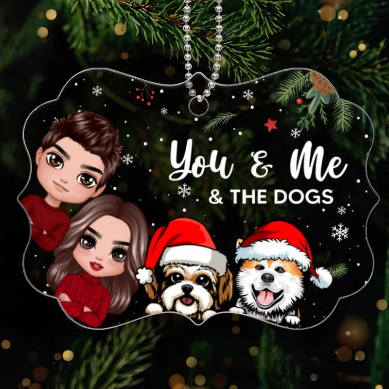You Me & The Dogs Peeking Christmas Personalized Acrylic Ornament - Image 4