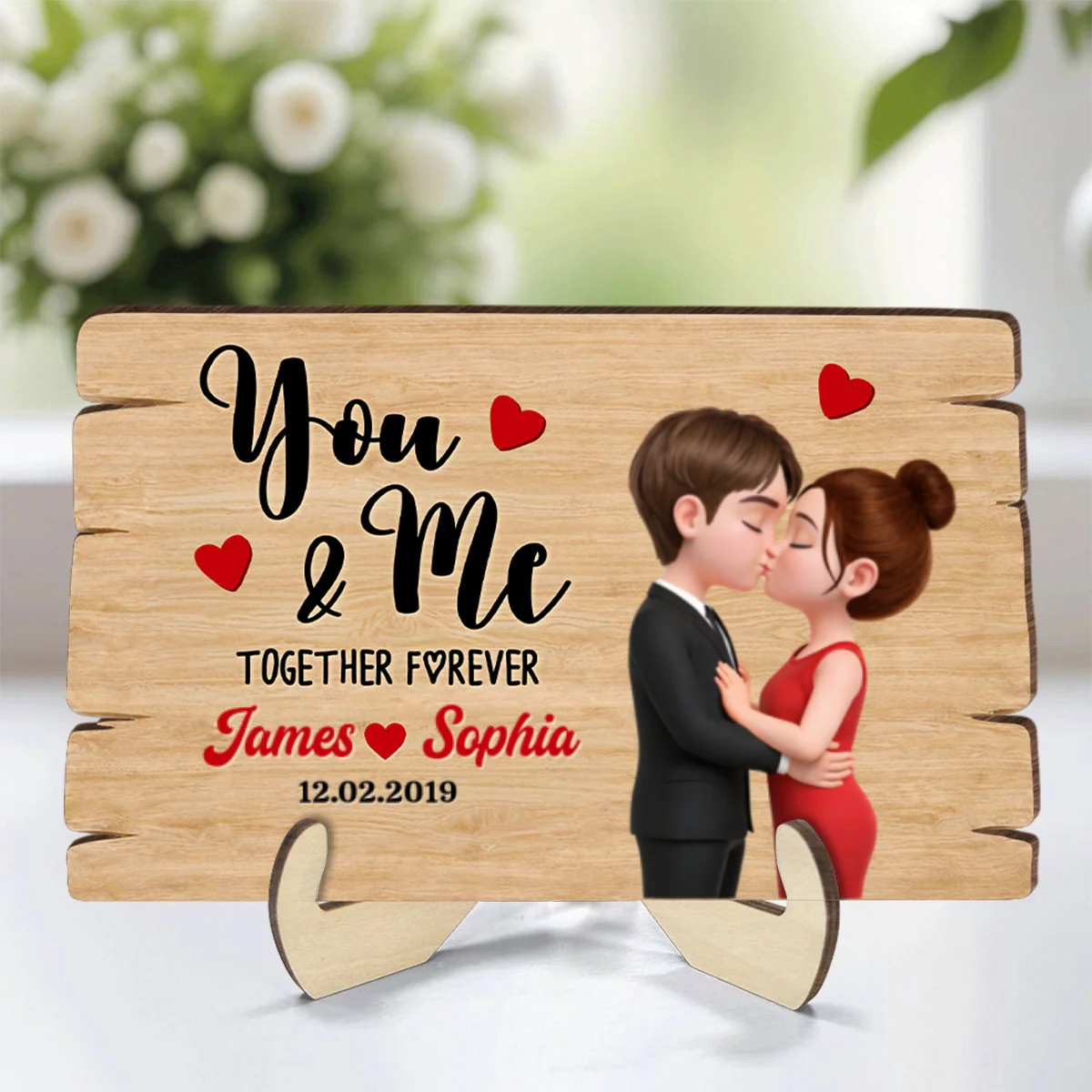 You & Me Together Forever - Personalized 2-Layered Wooden Plaque - Anniversary, Valentine's Day Gift, Gift For Him, Gift For Her - Image 10