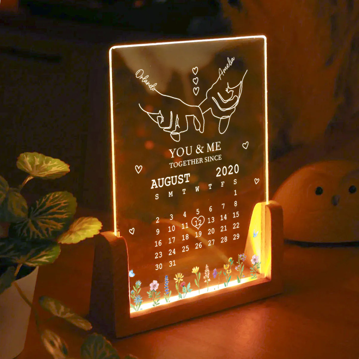 You & Me Together Since Personalized Couple Anniversary Gift, Gift for Wife Husband Girlfriend, Custom LED Night Light - Image 6
