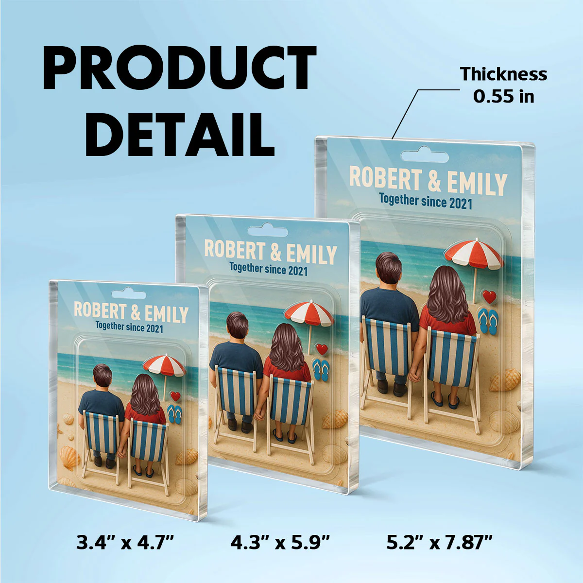 You & Me We Got This Couple At Beach Realistic Figures Style Personalized Acrylic Block Plaque - Image 12