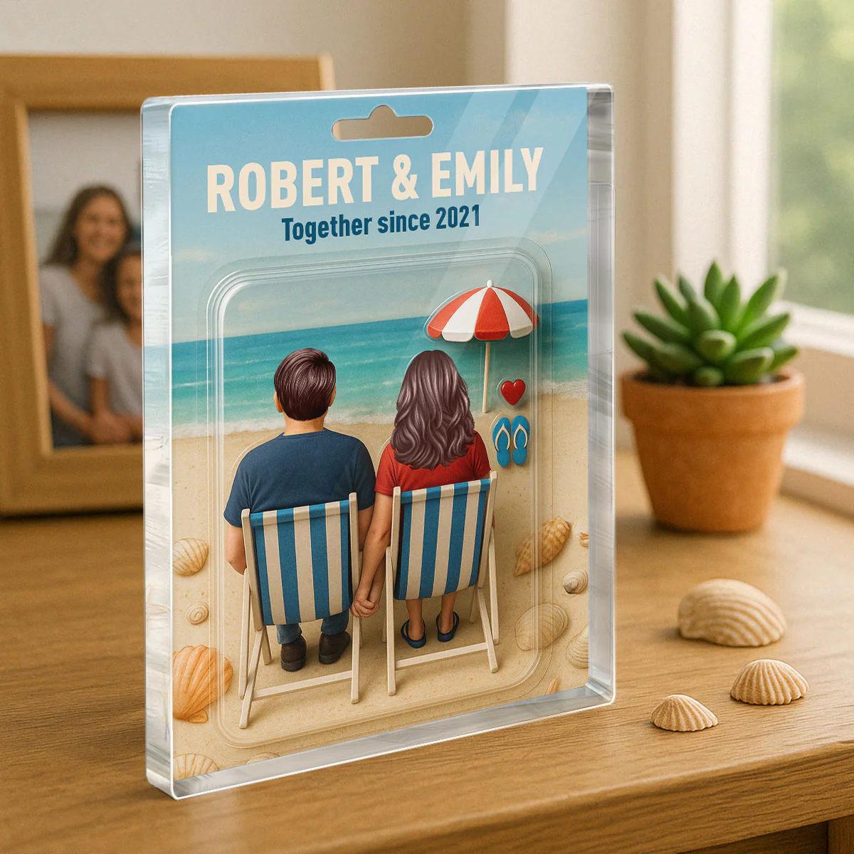 You & Me We Got This Couple At Beach Realistic Figures Style Personalized Acrylic Block Plaque - Image 5