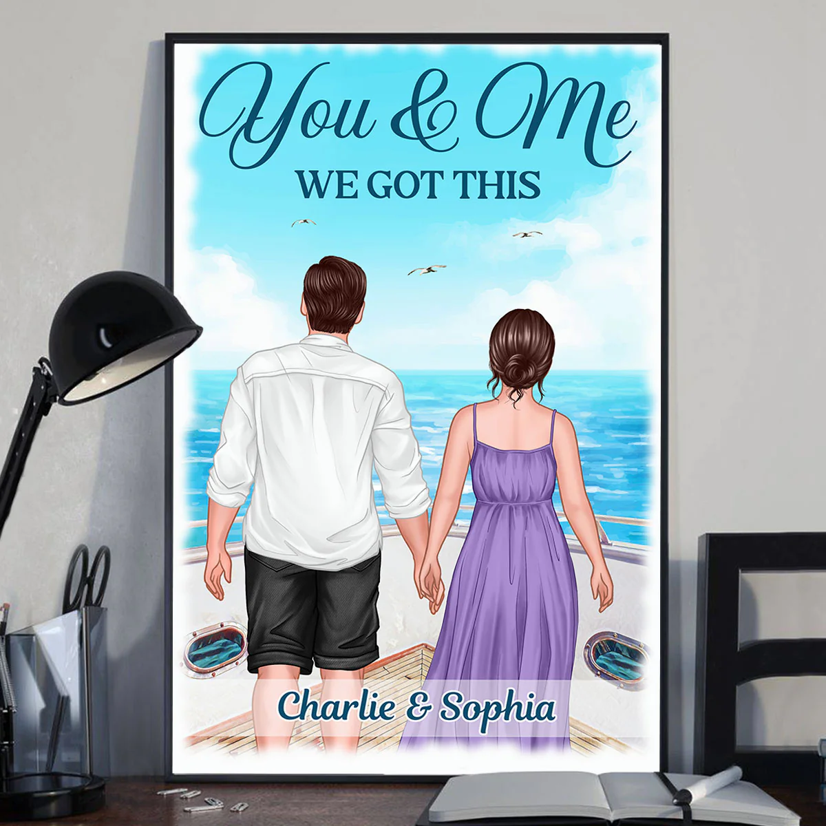 You & Me We Got This Couple Back View On Boat Summer Personalized Vertical Poster - Image 2