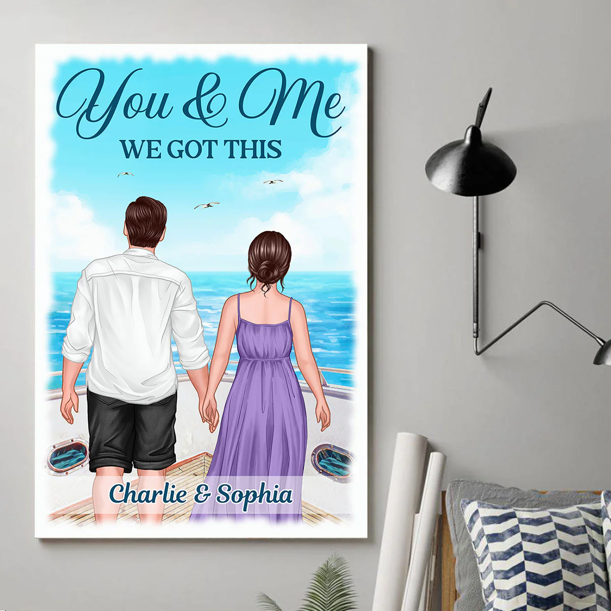 You & Me We Got This Couple Back View On Boat Summer Personalized Vertical Poster - Image 3